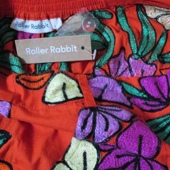 Roller Rabbit Red Floral Embroidered Jorales High-Rise Sierra Shorts Small $138 - Picture 4 of 6